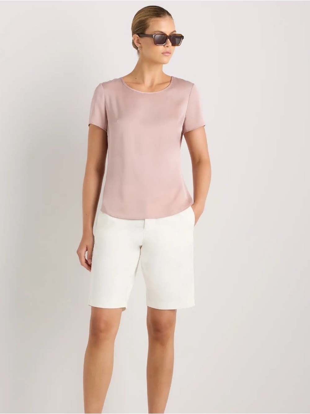 Quince Purple Washable Stretch Silk Tee XL
